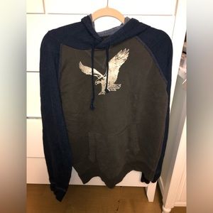 American Eagle gray/navy blue hoodie with logo